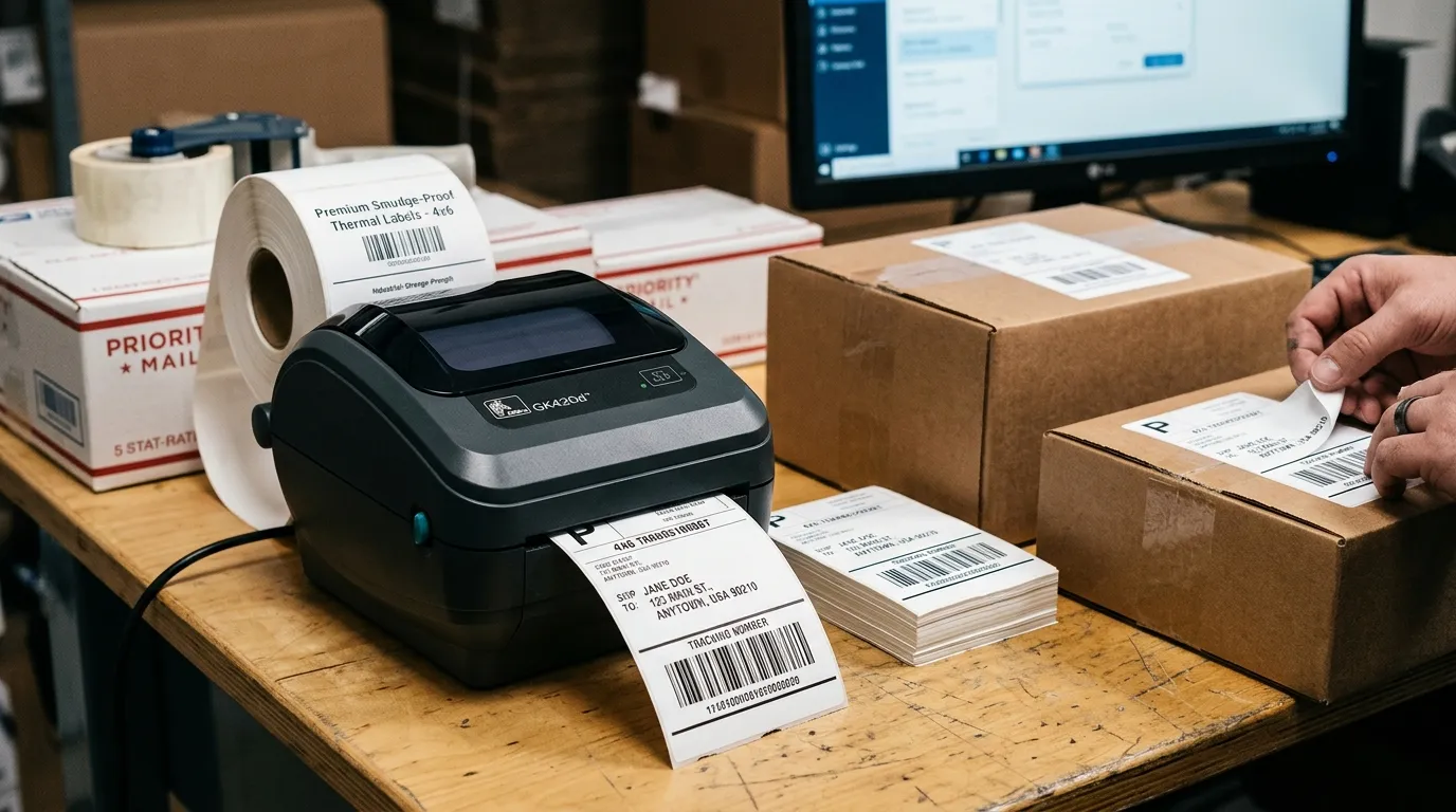 Etiquetas de envio para embalagens de comércio eletrônico